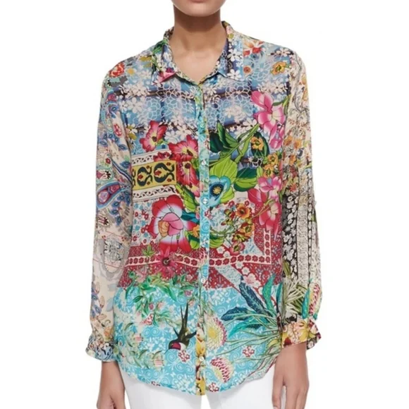 Johnny Was Milla Long Sleeve Floral Patchwork Blouse - Picture 16 of 16